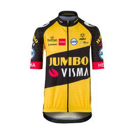 AGU Cyklistický dres s krátkým rukávem - JUMBO-VISMA '21 KIDS - žlutá/černá