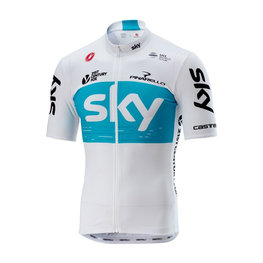 CASTELLI Cyklistický dres s krátkým rukávem - SKY 2018 FAN - bílá/světle modrá