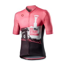 CASTELLI Cyklistický dres s krátkým rukávem - HUNGARY BIG START - růžová/černá/bílá