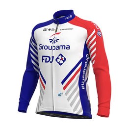 ALÉ Cyklistický dres s dlouhým rukávem zimní - GROUPAMA FDJ 20 WNT - červená/bílá/modrá