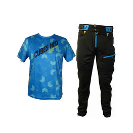 HAVEN Cyklistický MTB dres a kalhoty - CUBES NEO - modrá/černá