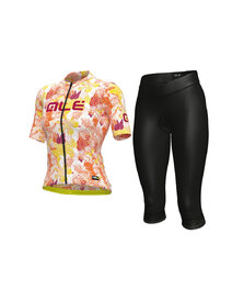 ALÉ Cyklistický krátký dres a krátké kalhoty - PR-S AMAZZONIA LADY - oranžová/černá