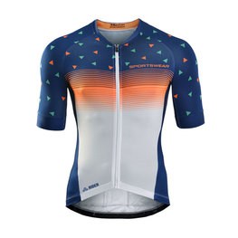 MONTON Cyklistický dres s krátkým rukávem - STARRY LANES  - oranžová/bílá/modrá