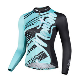 MONTON Cyklistický dres s dlouhým rukávem letní - FERNYARN LADY SUMMER - zelená/černá