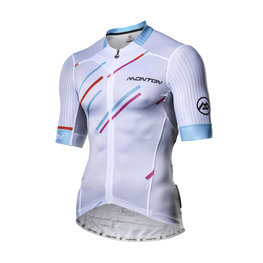 MONTON Cyklistický dres s krátkým rukávem - COLORE PIOGGIA - bílá