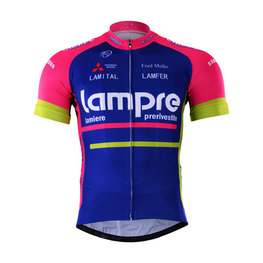 Cyklistický dres s krátkým rukávem - LAMPRE 2017 - růžová/modrá