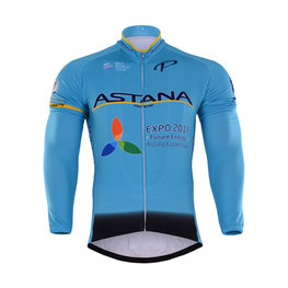 Cyklistický dres s dlouhým rukávem zimní - ASTANA 2017 WINTER - světle modrá