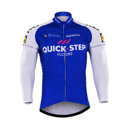 Cyklistický dres s dlouhým rukávem zimní - QUICKSTEP 2017 WNT - bílá/modrá