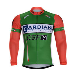 Cyklistický dres s dlouhým rukávem zimní - BARDIANI 2018 WINTER - zelená/oranžová