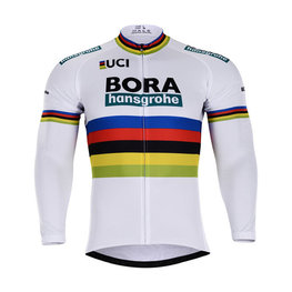 Cyklistický dres s dlouhým rukávem zimní - BORA UCI 2018 WINTER - bílá/vícebarevná