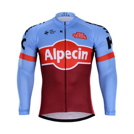 Cyklistický dres s dlouhým rukávem zimní - KATUSHA 2018 WINTER - bordó/červená/světle modrá