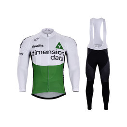 BONAVELO Cyklistický zimní dres a kalhoty - D. DATA 2018 WINTER - bílá/zelená/černá