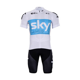 BONAVELO Cyklistický krátký dres a krátké kalhoty - SKY 2018 - bílá/modrá/černá