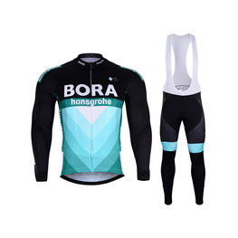 BONAVELO Cyklistický dlouhý dres a kalhoty - BORA 2019 SUMMER - zelená/černá