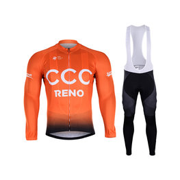 BONAVELO Cyklistický dlouhý dres a kalhoty - CCC 2019 SUMMER - černá/oranžová