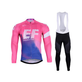 BONAVELO Cyklistický dlouhý dres a kalhoty - EDUCATION F. '19 SMR - modrá/růžová/černá