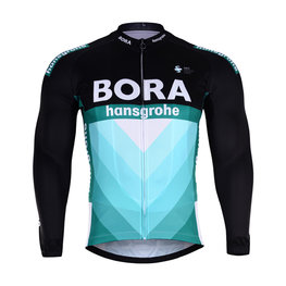 BONAVELO Cyklistický dres s dlouhým rukávem zimní - BORA 2019 WINTER - černá/zelená