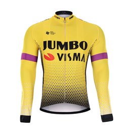 BONAVELO Cyklistický dres s dlouhým rukávem zimní - JUMBO-VISMA 2019 WNT - černá/zelená