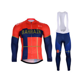 BONAVELO Cyklistický zimní dres a kalhoty - B. MERIDA 2019 WNT - modrá/červená