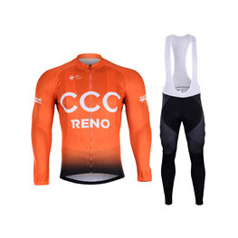 BONAVELO Cyklistický zimní dres a kalhoty - CCC 2019 WINTER - oranžová/černá
