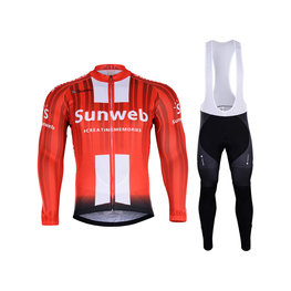BONAVELO Cyklistický zimní dres a kalhoty - SUNWEB 2019 WINTER - černá/červená
