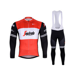 BONAVELO Cyklistický zimní dres a kalhoty - TREK 2019 WINTER - červená/černá