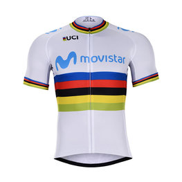 BONAVELO Cyklistický dres s krátkým rukávem - MOVISTAR UCI 2019 - bílá