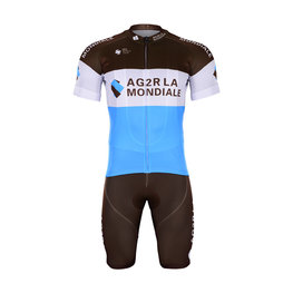 BONAVELO Cyklistický krátký dres a krátké kalhoty - AG2R 2019 - bílá/modrá/hnědá