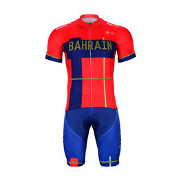 BONAVELO Cyklistický krátký dres a krátké kalhoty - BAHRAIN MERIDA 2019 - modrá/červená
