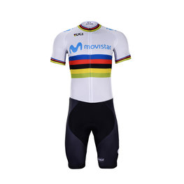 BONAVELO Cyklistický krátký dres a krátké kalhoty - MOVISTAR UCI 2019 - bílá/černá