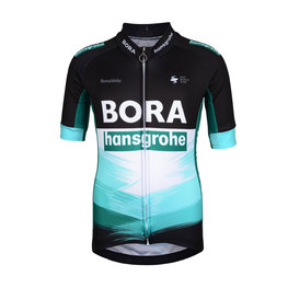 BONAVELO Cyklistický dres s krátkým rukávem - BORA 2020 KIDS - bílá/černá/zelená