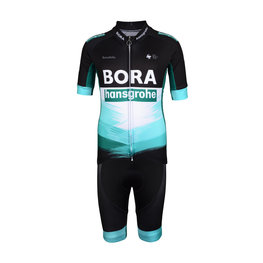 BONAVELO Cyklistický krátký dres a krátké kalhoty - BORA 2020 KIDS - bílá/černá/zelená