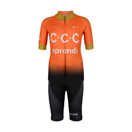 BONAVELO Cyklistický krátký dres a krátké kalhoty - CCC 2020 KIDS - oranžová/černá