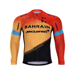 BONAVELO Cyklistický dres s dlouhým rukávem letní - BAHRAIN MCL. '20 SMR - černá/červená/žlutá