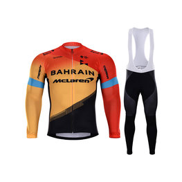 BONAVELO Cyklistický zimní dres a kalhoty - BAHRAIN MCL. '20 WNT - červená/žlutá/černá