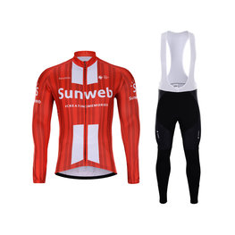 BONAVELO Cyklistický zimní dres a kalhoty - SUNWEB 2020 WINTER - červená/bílá/černá