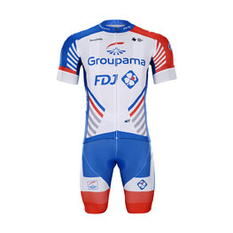 BONAVELO Cyklistický krátký dres a krátké kalhoty - GROUPAMA FDJ 2020 - bílá/červená/modrá