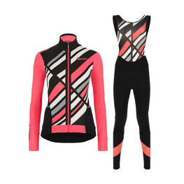 SANTINI Cyklistický zimní dres a kalhoty - CORAL R. LADY WINTER - černá/růžová