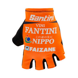 SANTINI Cyklistické rukavice krátkoprsté - NIPPO FANTINI 2019 - oranžová/modrá/bílá