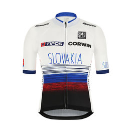 SANTINI Cyklistický dres s krátkým rukávem - TEAM SLOVAKIA 2019 - červená/modrá/bílá