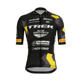 SANTINI Cyklistický dres s krátkým rukávem - TREK MTB 2019 - bílá/žlutá/černá