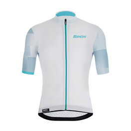 SANTINI Cyklistický dres s krátkým rukávem - MITO SPILLO - světle modrá/bílá
