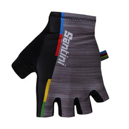 SANTINI Cyklistické rukavice krátkoprsté - UCI RAINBOW - šedá