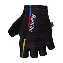 SANTINI Cyklistické rukavice krátkoprsté - UCI RAINBOW - černá