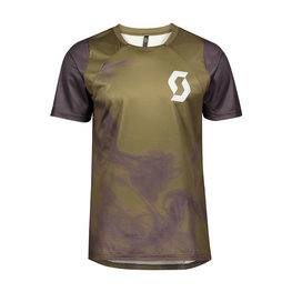 SCOTT Cyklistický dres s krátkým rukávem - TRAIL VERTIC - zelená/šedá