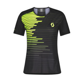 SCOTT Cyklistické triko s krátkým rukávem - RC RUN LADY - černá/žlutá