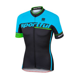 SPORTFUL Cyklistický dres s krátkým rukávem - SC TEAM - černá/světle modrá