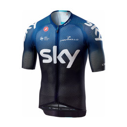 CASTELLI Cyklistický dres s krátkým rukávem - TEAM SKY 2019  - bílá/modrá/černá