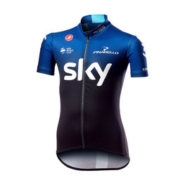 CASTELLI Cyklistický dres s krátkým rukávem - TEAM SKY KID 2019  - černá/bílá/modrá